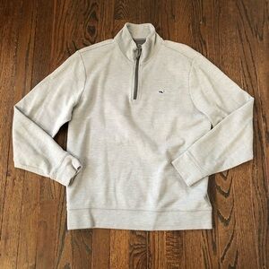vineyard vines Men’s M Light Heathered Gray 1/4 Zipper Long-Sleeve Sweater